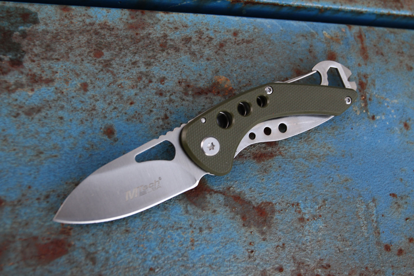 Mtech Olive pocket knife with clip